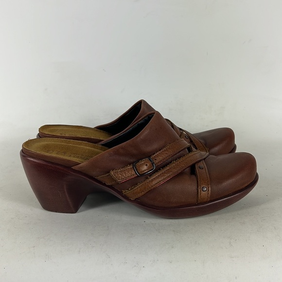 Naot tan brown leather minimalist clog backless heeled mules women’s size 8 - Picture 2 of 9